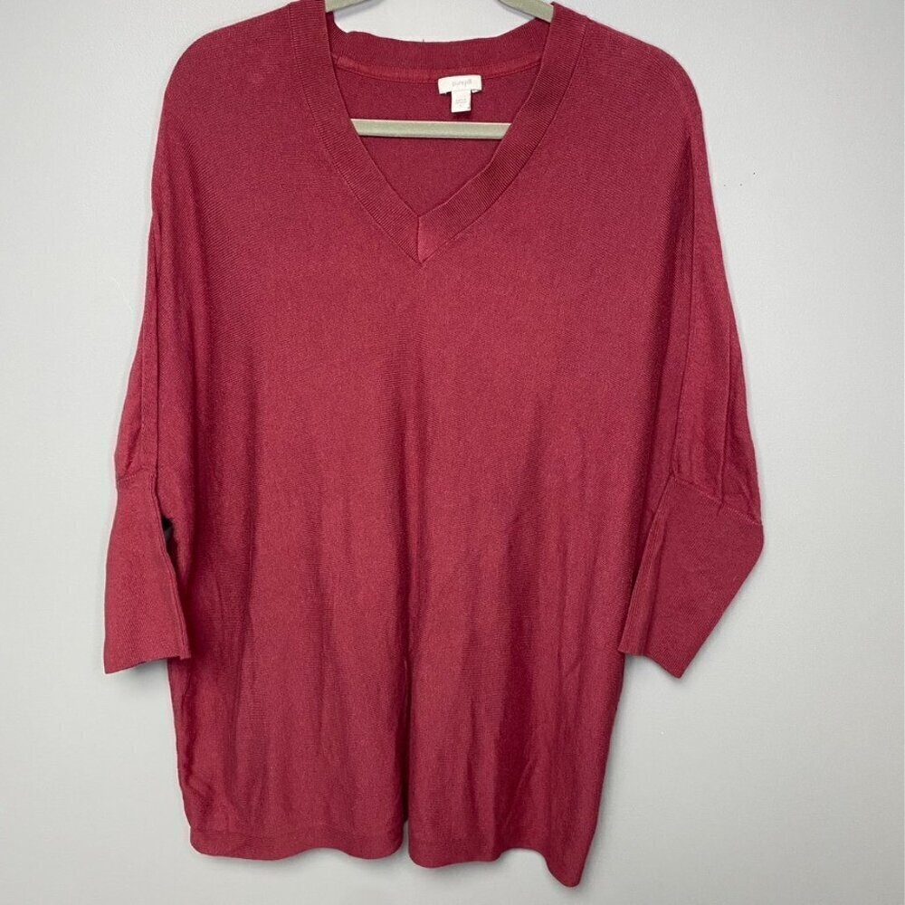 J. Jill "purejill" Maroon 3/4 Dolman Sleeve V-Neck Sweater Size Women's L‎